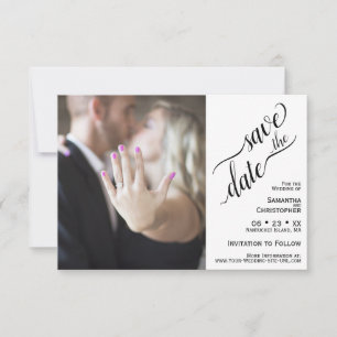 Elegant Calligraphy White Minimalist Wedding Save The Date