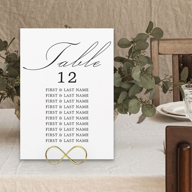Elegant Calligraphy White Table Seating Card (Creator Uploaded)