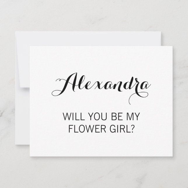 Elegant Calligraphy Will You Be My Flower Girl Invitation (Front)