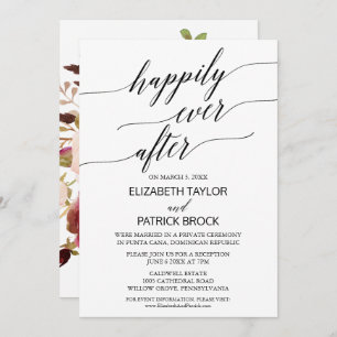 Elegant Calligraphy with Floral Backing Elopement Invitation