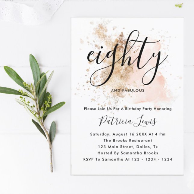 Elegant Calligraphy Woman 80th Birthday Invitation (Creator Uploaded)