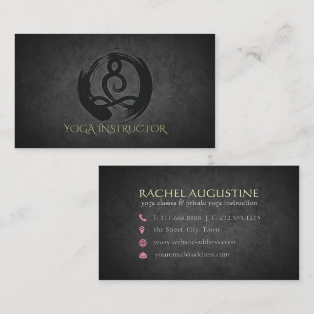 Elegant Calligraphy Yoga Meditation and ZEN Symbol Business Card (Front/Back)