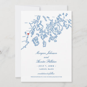 Elegant Camden Maine Map Wedding Save The Date