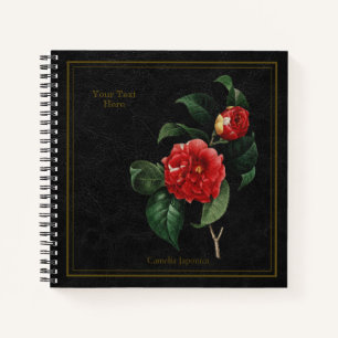 Elegant Camellia Japonica Black Notebook