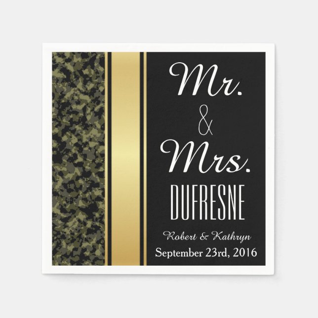 Elegant Camouflage Wedding Napkin (Front)