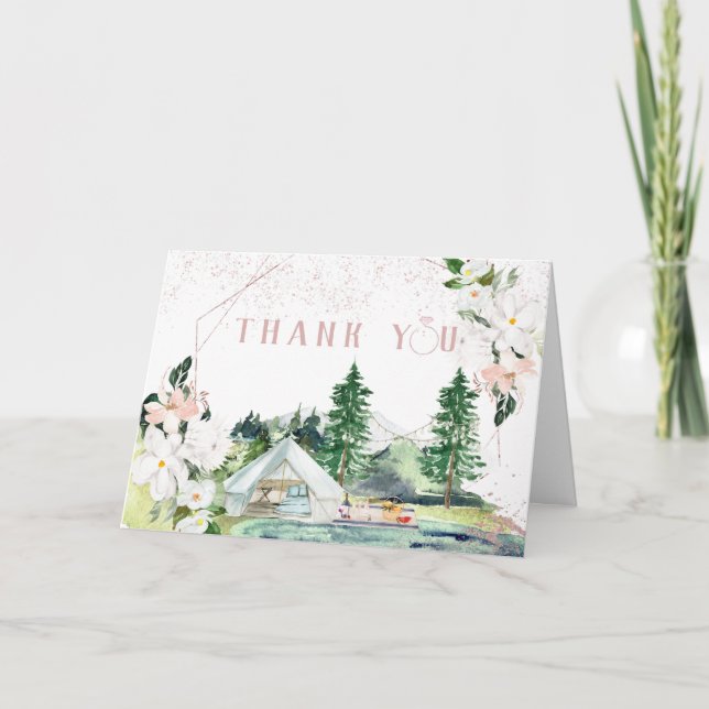 Elegant Camping Bridal Shower Thank You Card (Front)