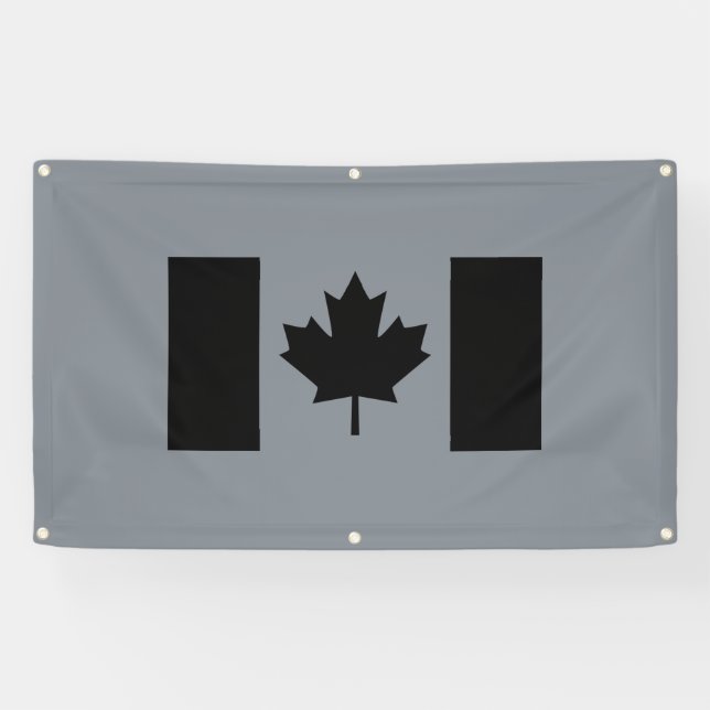 Elegant Canadian Flag in Black Banner (Horizontal)