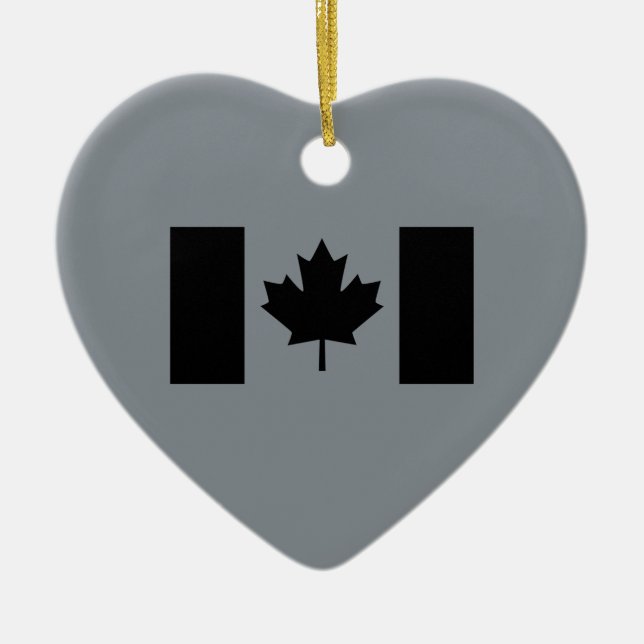 Elegant Canadian Flag in Black Ceramic Tree Decoration (Front)