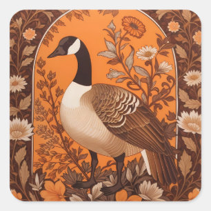 Elegant Canadian Goose William Morris Inspired Square Sticker