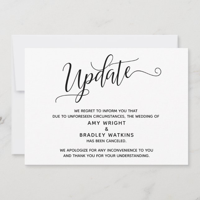 Elegant Cancelled Wedding Announcement Update (Front)