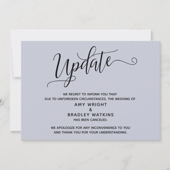 Elegant Cancelled Wedding Dusty Blue Announcement (Front)