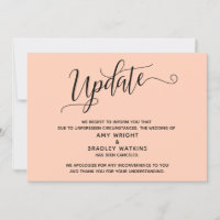 Elegant Cancelled Wedding Light Salmon Announcemen