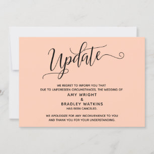 Elegant Cancelled Wedding Light Salmon Announcemen Invitation