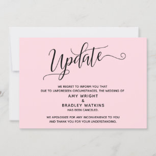 Elegant Cancelled Wedding Pastel Pink Announcement