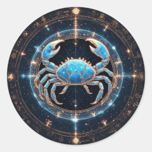 Elegant Cancer Zodiac Sign Classic Round Sticker