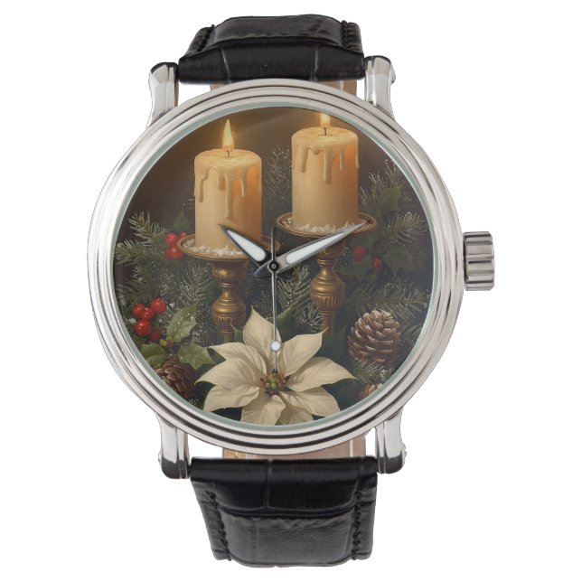 Elegant candle Christmas festive warm winter Watch (Front)