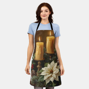 Elegant candle Christmas holly pine warm festive  Apron
