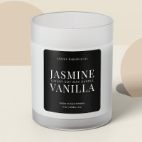 Elegant Candle Square Label Minimalist Black White