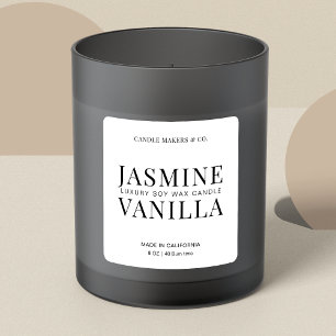 Elegant Candle Square Label Minimalist Black White