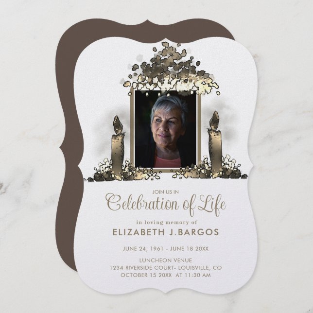Elegant Candles Frame Photo Celebration of Life Invitation (Front/Back)