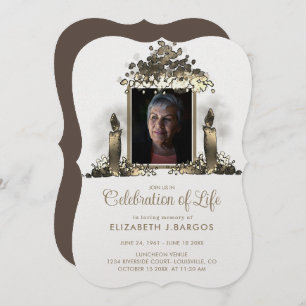 Elegant Candles Frame Photo Celebration of Life Invitation