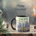Elegant Candles Happy Hanukkah Mug<br><div class="desc">Have fun with these beautiful whimsical hand-painted candles,  lace,  and a bow design. This festive MUG carries a Happy Hanukkah & Peace,  Love,  and Light message and can be easily replaced with a short text according to your choice or your custom name. Great Hanukkah gift for anyone.</div>