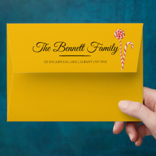 Elegant Candy Cane Christmas Envelope