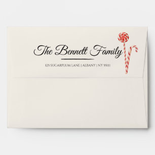 Elegant Candy Cane Christmas Envelope