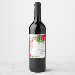 Elegant Candy Cane Cocktail Recipe Floral Wine Label