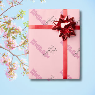Elegant Candy Pink and Black Happy Valentines Day Wrapping Paper
