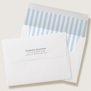 Elegant Candy Stripe Blue Return Address Envelope