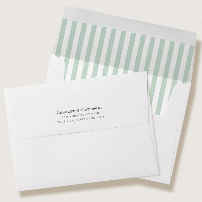 Elegant Candy Stripe Green Return Address Envelope (Creator Uploaded)