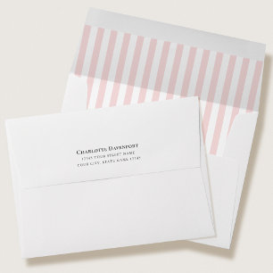 Elegant Candy Stripe Pink Return Address  Envelope
