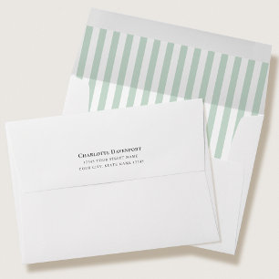 Elegant Candy Striped Pastel Green Return Address Envelope