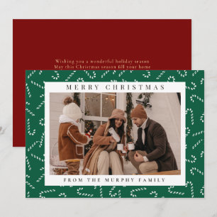 Elegant Candy Swirl Pattern Single Photo Christmas Holiday Card
