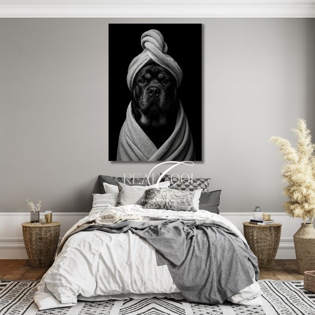 Elegant Canine Art of "Duke" in Towel Turban Canvas Print (Creator Uploaded)