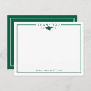 Elegant Cap & Tassel Hunter Green Graduation Thank You Card