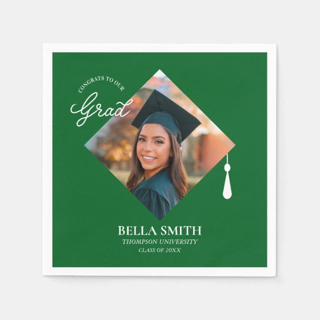 Elegant Cap Topper Custom Graduate Photo Keepsake  Napkin (Front)