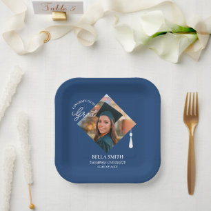 Elegant Cap Topper Custom Graduate Photo Keepsake  Paper Plate