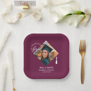 Elegant Cap Topper Custom Graduate Photo Keepsake Paper Plate