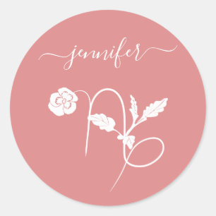 Elegant Capricorn birth flower zodiac sign name Classic Round Sticker