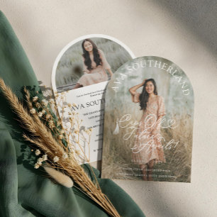 Elegant Caps Off Future Awaits! Graduation Photo Invitation