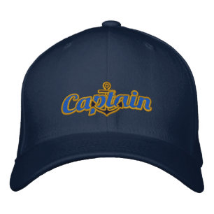 Elegant Captain Nautical Anchor Large Embroidery Embroidered Hat