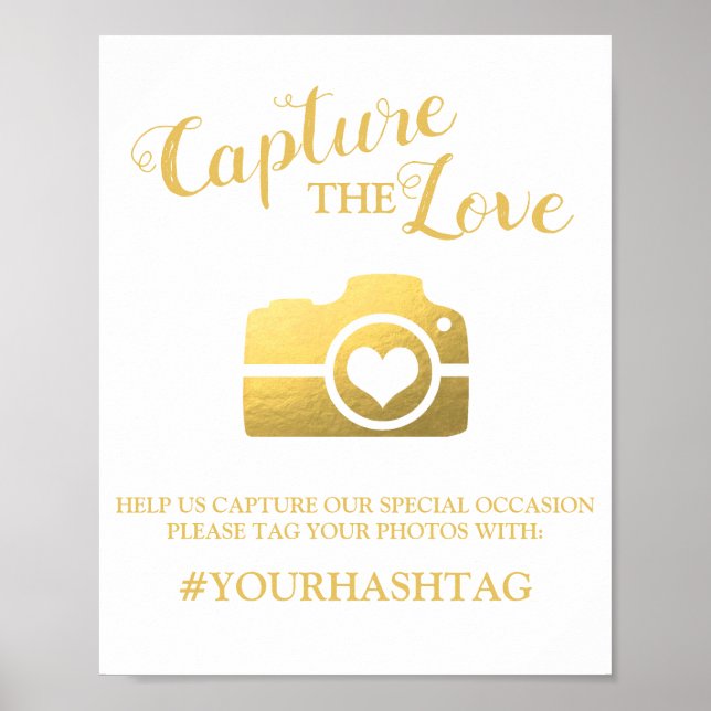 Elegant Capture The Love | Wedding Hashtag Poster (Front)