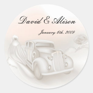 Elegant Car & Gown Wedding Stickers