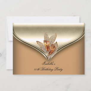 Elegant Caramel Beige Gold Birthday Party Invitation