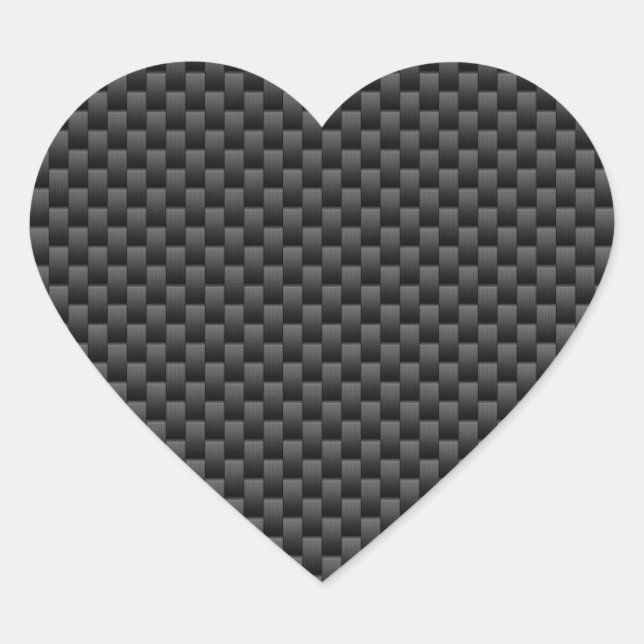 Elegant Carbon Fibre Style Print Decor Heart Sticker (Front)