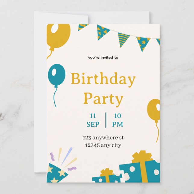 elegant card for birthday invitation  (Front)