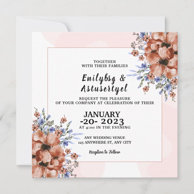 Elegant Card Wedding Invitation Card Design Vector (Front)