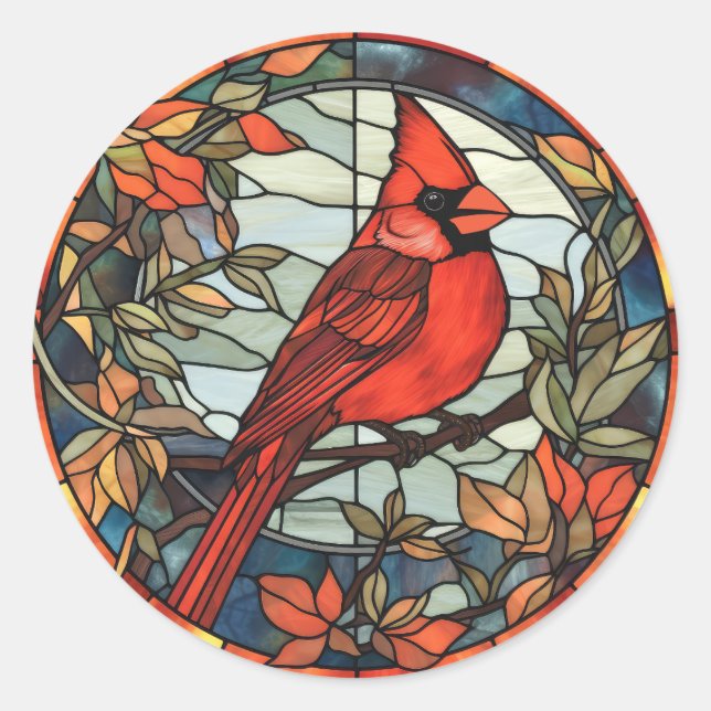 Elegant Cardinal Classic Round Sticker (Front)